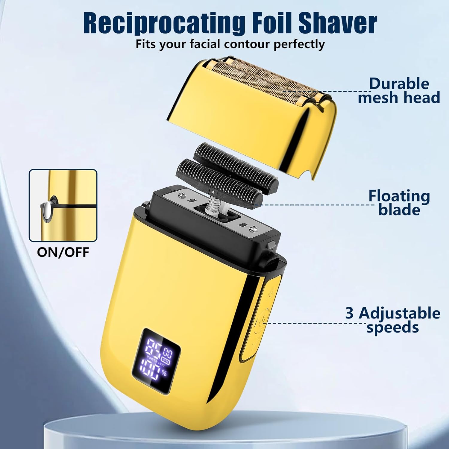 Haar Clippers für Herren, Professioneller Barttrimmer Herren Rasierer Elektrischer Rasierer Nasenhaartrimmer Kit, Kabelloses Friseur Clippers und Trimmer Set (Gold)