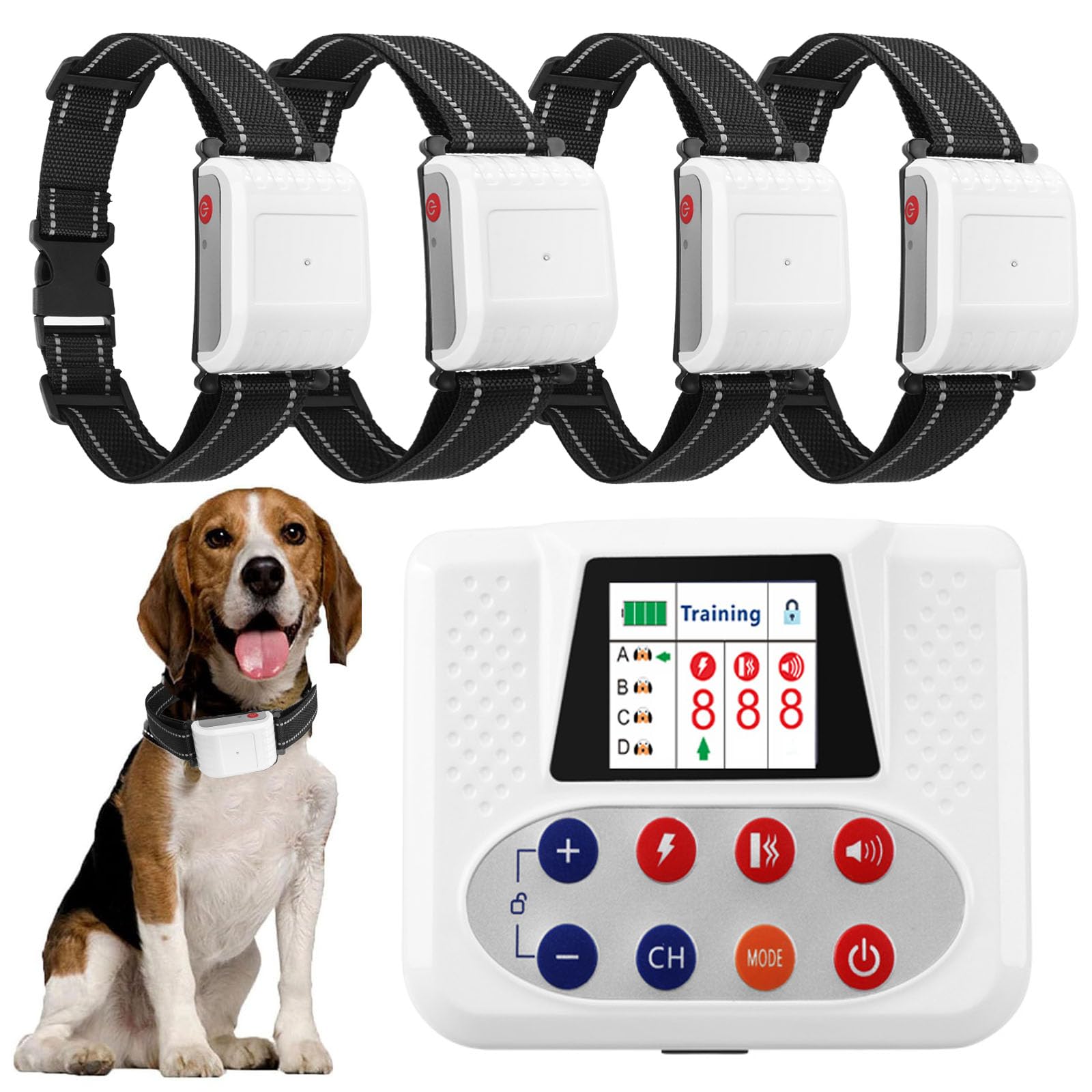Wireless Dog Fence Hundebereichs-Kontrollsystem, Wasserfester wiederaufladbarer Hundetrainingshalsband mit Fernbedienung, Elektrischer Zaun 3 Trainingsmodi für 4 Hunde