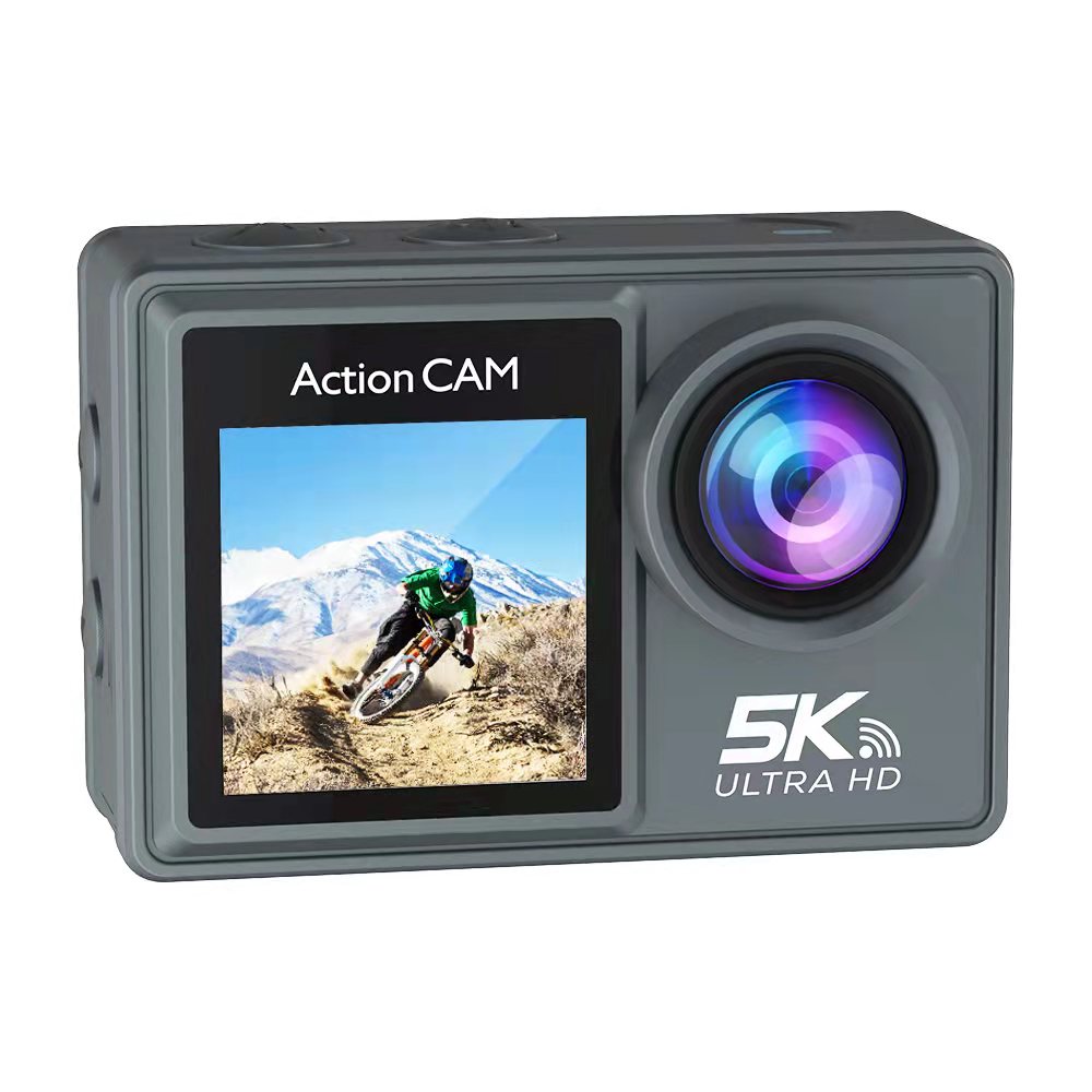 5K 30FPS Action-Kamera Dual IPS Bildschirm 170 Grad Weitwinkel 30m Wasserdichte Sportkamera mit Fernbedienung Fahrrad Tauch-Cam