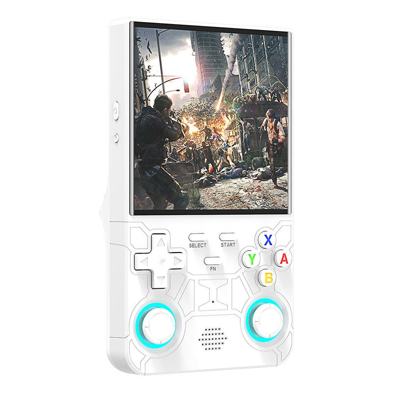 Open Source Game Handheld-Konsole 4 IPS-Bildschirm Tragbare Videokonsole 128G 20000+ Spiele Linux-System Unterstützung WiFi Bluetooth (Weiß, 128G)
