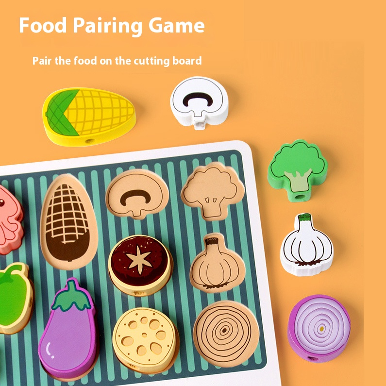 Holz BBQ Grill Spielzeug Set für Kinder zum Nachahmungsspiel mit Küchenlebensmitteln und Spießen. Rollenspiel Bildungs-Geschenk für Jungen und Mädchen ab 3 Jahren.