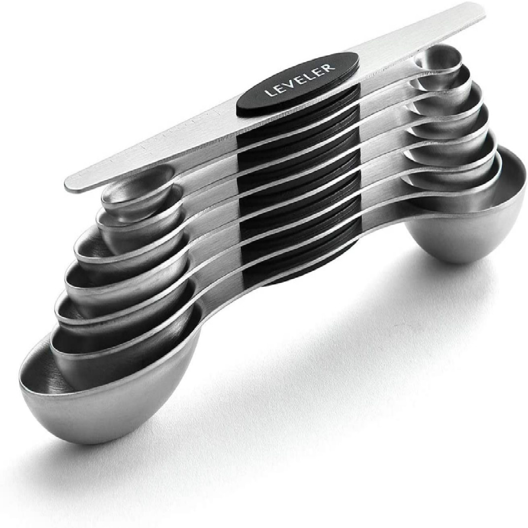 Magnetischer Messlöffel-Set, Dualseite, Edelstahl, Passt in Gewürzdosen, Set aus 8