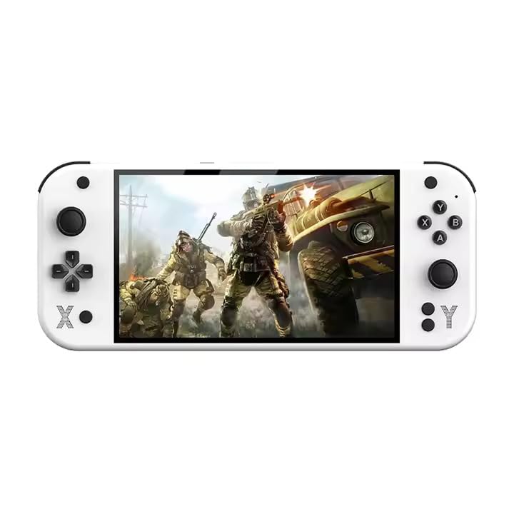 Game Handheld Console 7inch Tragbare Video-Konsole 64G 8000+ Spiele HD-Ausgabe Unterstützung für Dual-Controller 3D-Joystick Weiß