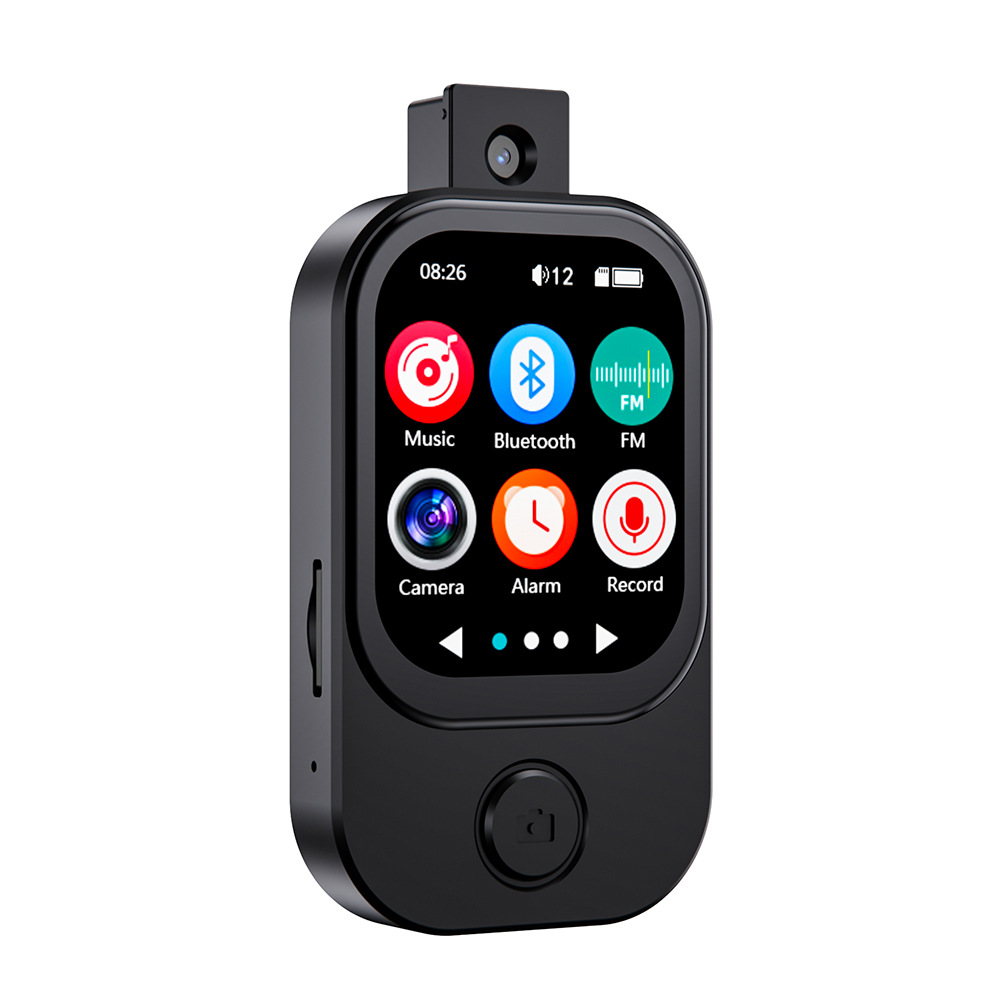 Bluetooth FM Radio USB-C-Aufladung 720p-Videokamera Musik-Player Multi-Format Tragbares Urlaubs-Geschenk COL Schwarz