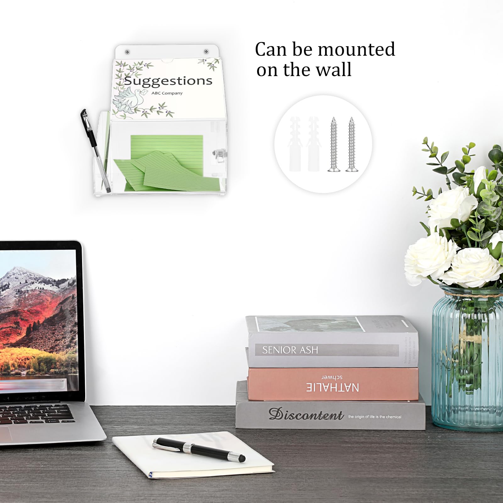 Acryl-Vorschlagsbox mit Schloss Wandmontierte Acryl-Spendenbox mit Schildschlitz, Büro-Wahlurne, Sammelbox, abschließbare Vorschlags- und Kommentarbox, durchsichtig