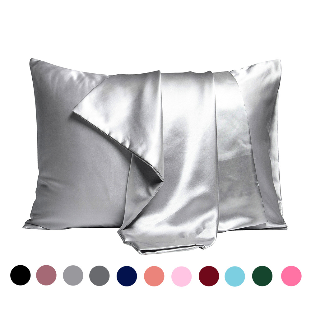 Satin-Kopfkissenbezug-Set aus 2  Seiden-Kissenbezügen für Haare und Haut Satin-Kopfkissenbezüge 2er-Pack mit Umschlagverschluss (51*66cm Light Grey)