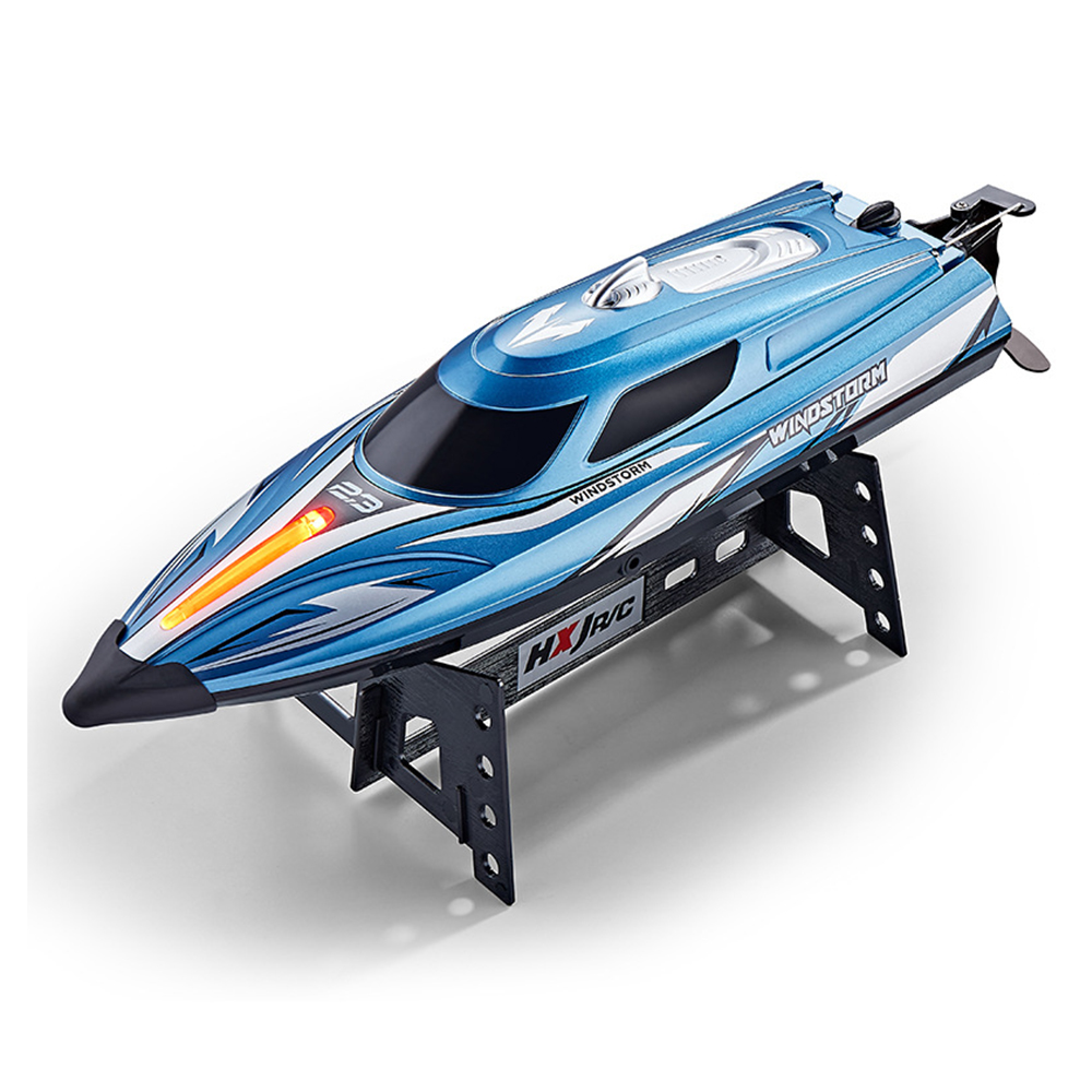 Ferngesteuerte Boote, schnelles RC-Boot mit LED-Lichtern, 2.4G RC-Elektrik-Schnellboote Pool- und Seen-Spielzeug für Kinder, Blau