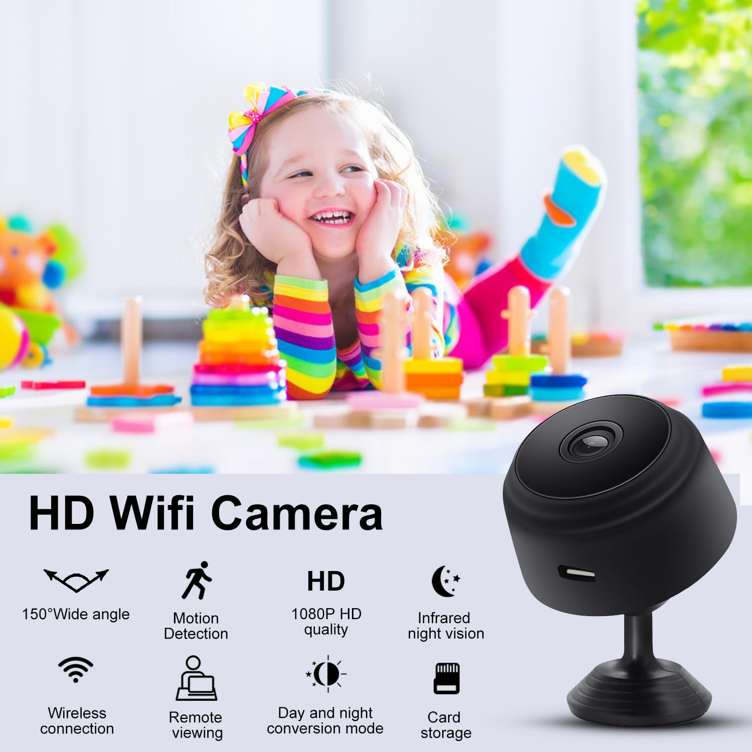 Hidden Camera Spy Camera, 1080P HD WiFi Kamera, Mini Nanny Cam mit Nachtsicht Bewegungsmelder, Innen Außen kabellose Sicherheitskamera