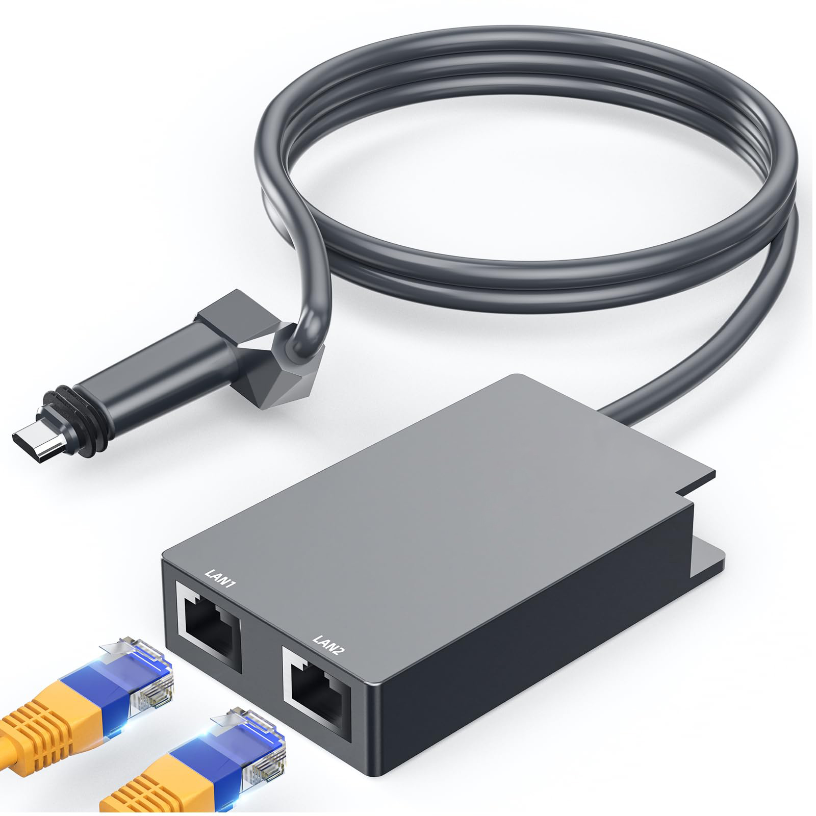 Multi-Ports Starlink Ethernet Adapter für Starlink Gen 2 Kabelgebundenes Externes Netzwerk, 2 Ports Starlink Ethernet Adapter 1 zu 2, Bis zu 1 Gbps