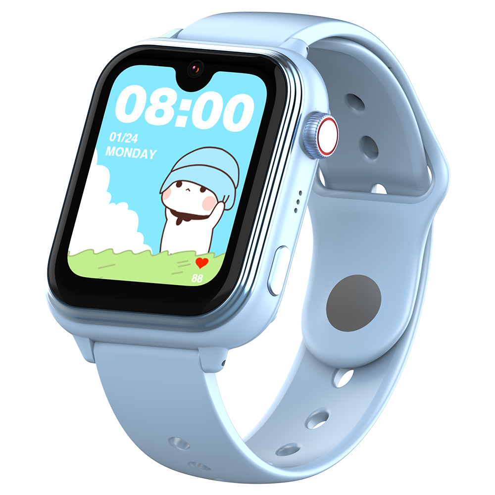 4GLTE Videoanruf Kinder Smartwatch mit SOS-Knopf Herzfrequenzmesser LBS+GGPS+WIFI Tracker Zaun Whatsapp Kidds Geburtstagsgeschenk COL Blau