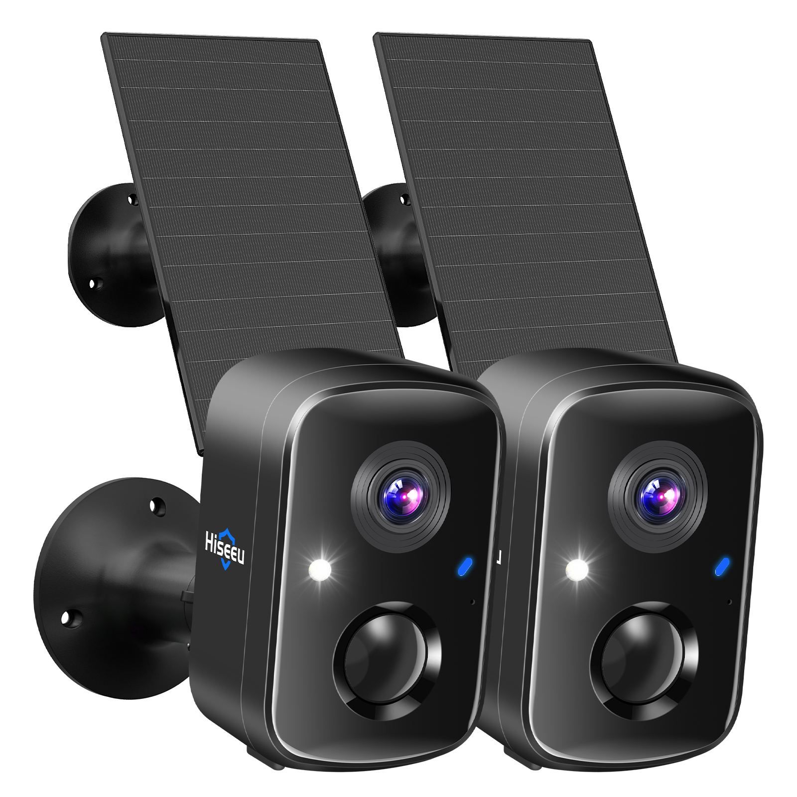 Solar Security Kameras Kabellos Outdoor, Akku Betrieben 3K 4MP Überwachung Indoor WiFi Smart Kameras, Bewegungsdetektion, Nachtsicht, 2-Wege-Audio (2er Pack)