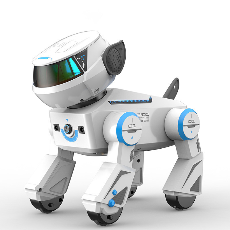 Remote Control Roboterhund, Programmierbarer Intelligenter Roboterhund mit Bluetooth und LED-Augen, Tanzendes Wiederaufladbares Interaktives Roboterwelpent Spielzeug für Kinder (Weiß)