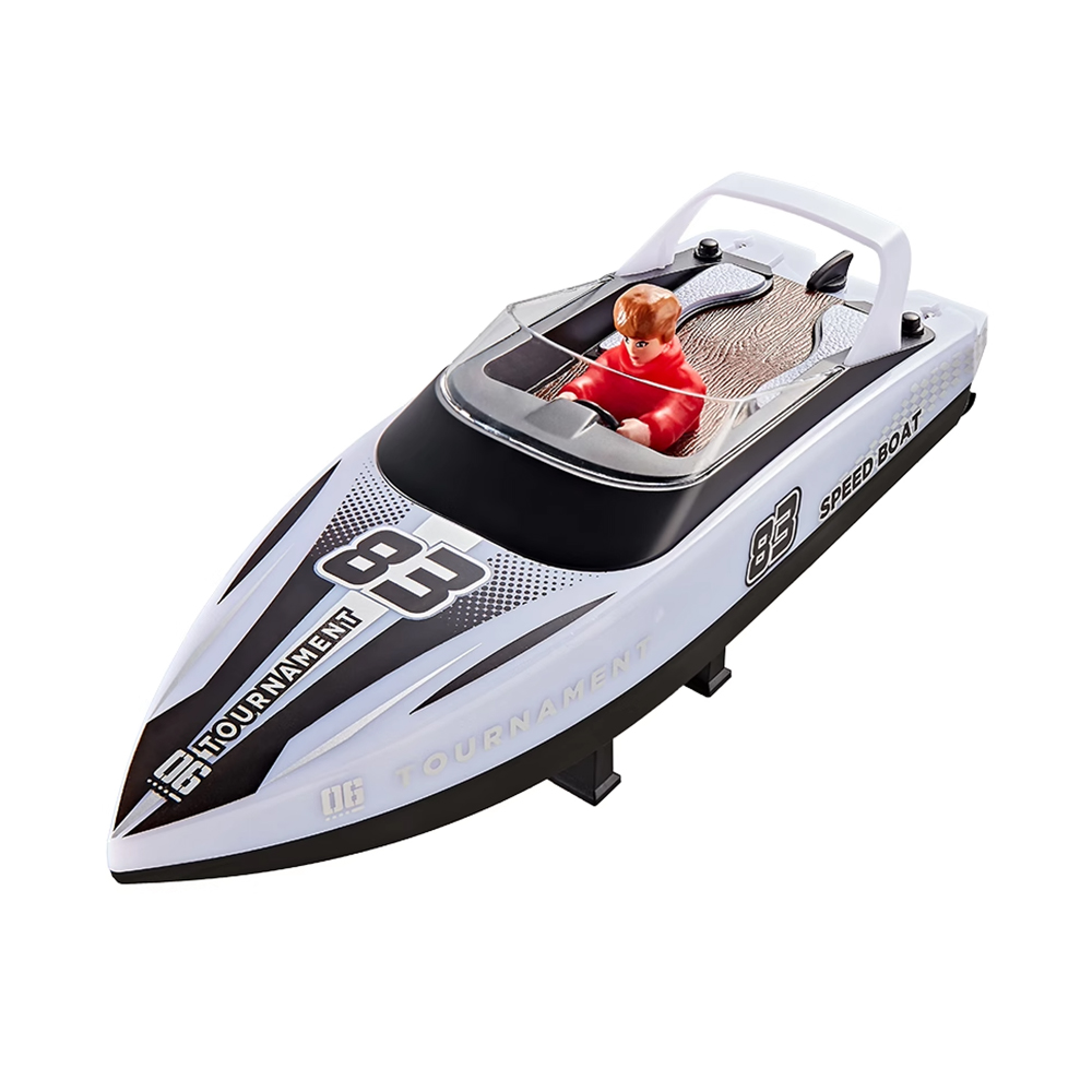 Ferngesteuertes Boot mit LED-Lichtern, 40 Minuten Spielzeit, wasserdichtes ferngesteuertes Boot für Pools und Seen, Sommerwasser-Spielzeug für Kinder (Weiß)