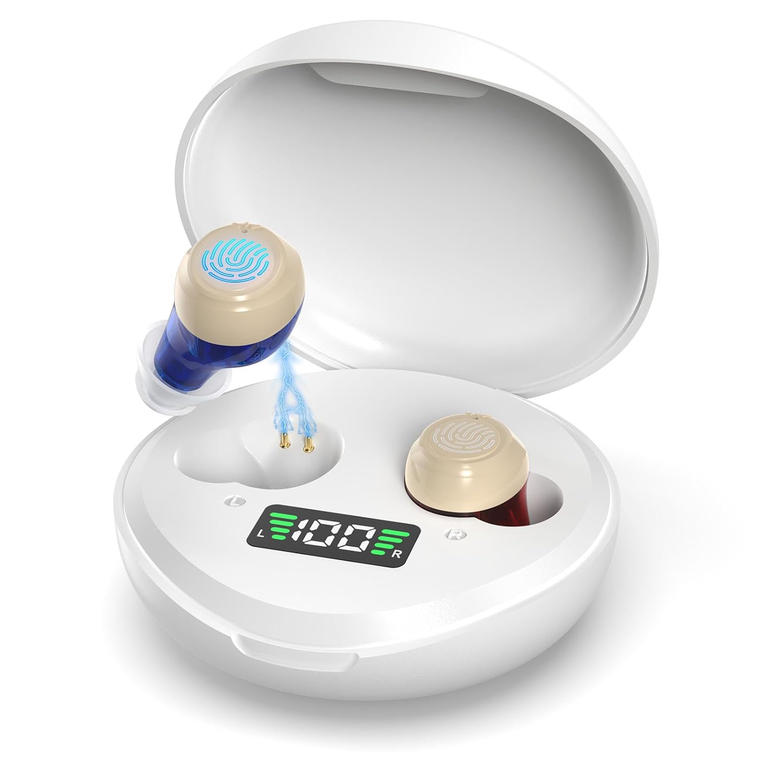 Mini Hörgeräte für Senioren Wiederaufladbare Hörgeräte mit Digitalanzeige Tragbares Hörgerät mit Geräuschunterdrückung