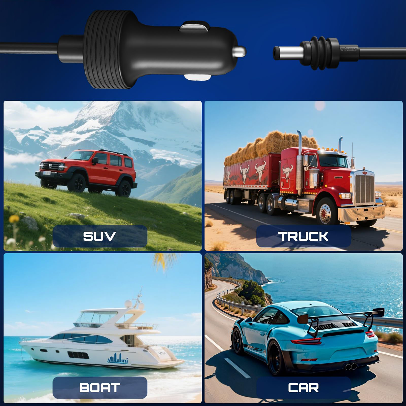 Starlink Mini Kabel 12V Stromkabel 3M, Starlink Mini Zubehör 16AWG Zigarettenanzünder zu DC-Kabel, 12V-48V Auto-Ladegerät Auto-Adapter