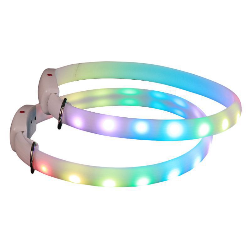 11 Farben LED USB Wiederaufladbares Hundehalsband LED Licht Nachtsicherheits Leuchtendes Halsband Haustier Luminöses Blinkendes Halsband Anti-Verloren Geschirre
