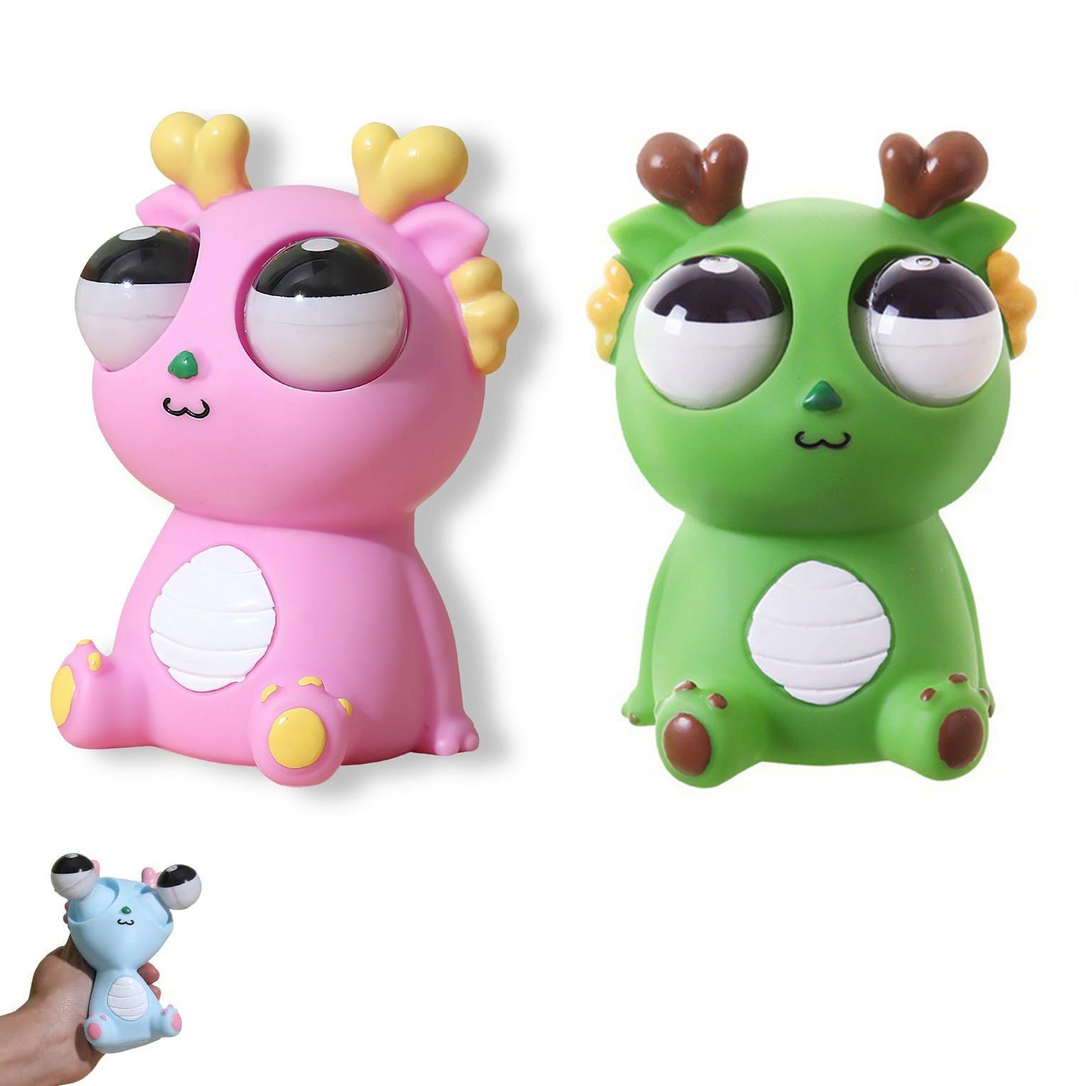 2er Pack Pink-Grün Druck Stressabbau Spielzeug Dragon Eye Popping Pop Out Eyes Geburtstagsparty Gefälligkeiten Geschenk