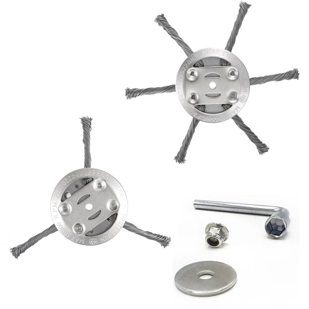 2er-Pack Stahl-Draht-Trimmerkopf 6 Zoll 6-Klinge und 3-Klinge Ersatz für String Trimmer Unkrautentferner-Werkzeug Rasenmäher