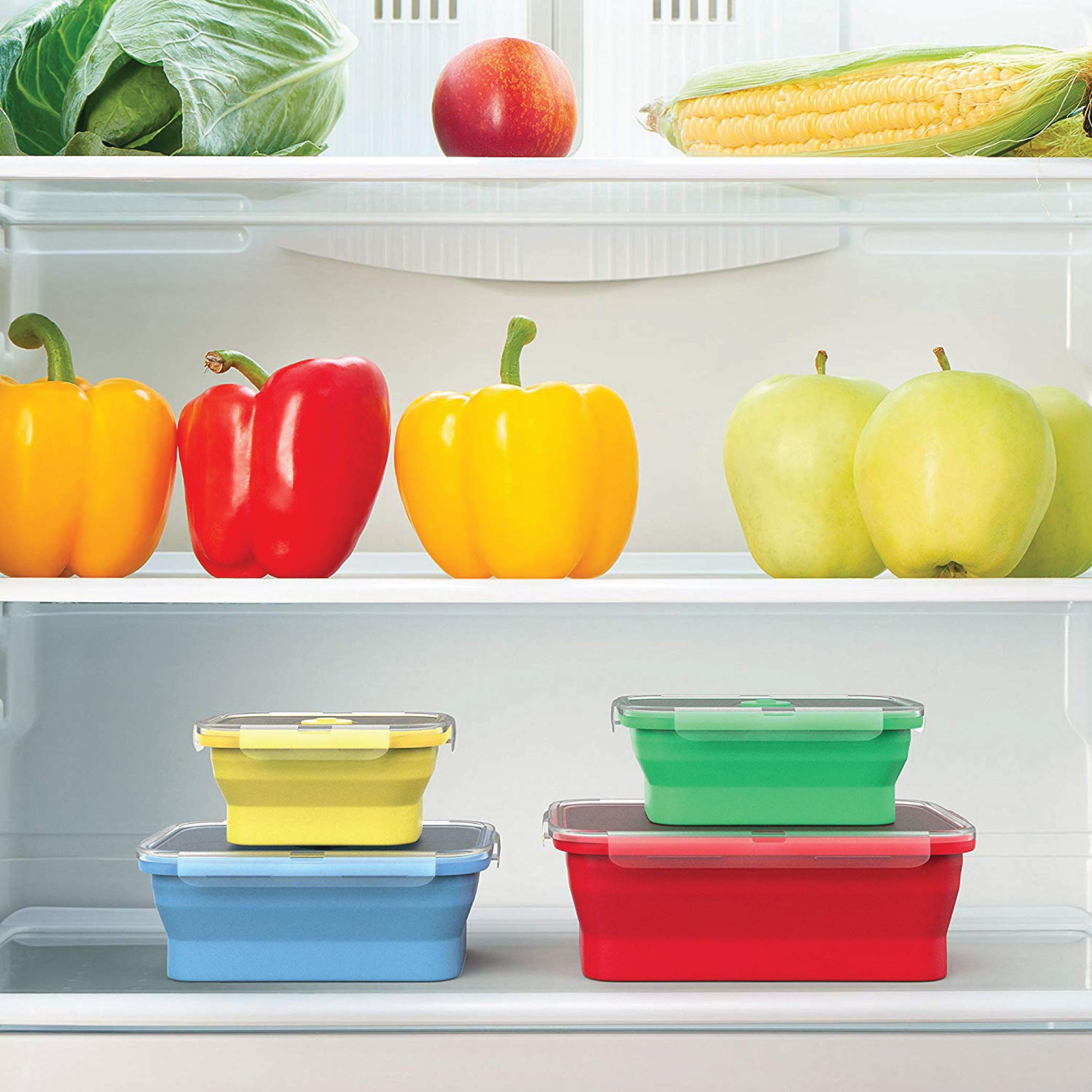 Rectangular Collapsible Silicone Container 4 Piece Set