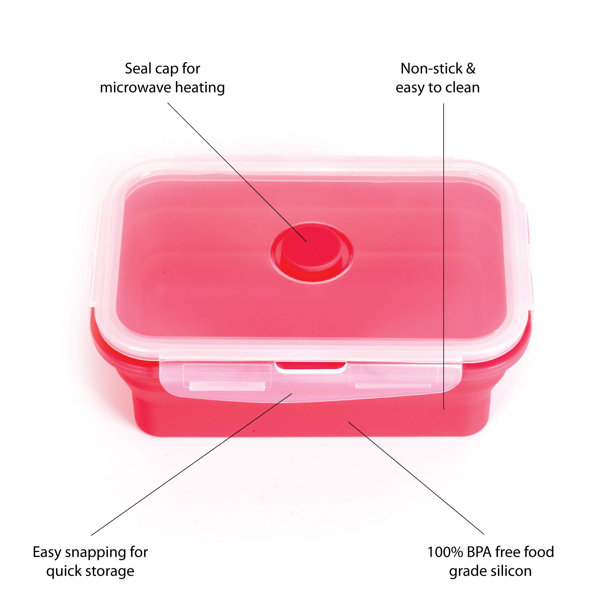 Rectangular Collapsible Silicone Container 4 Piece Set