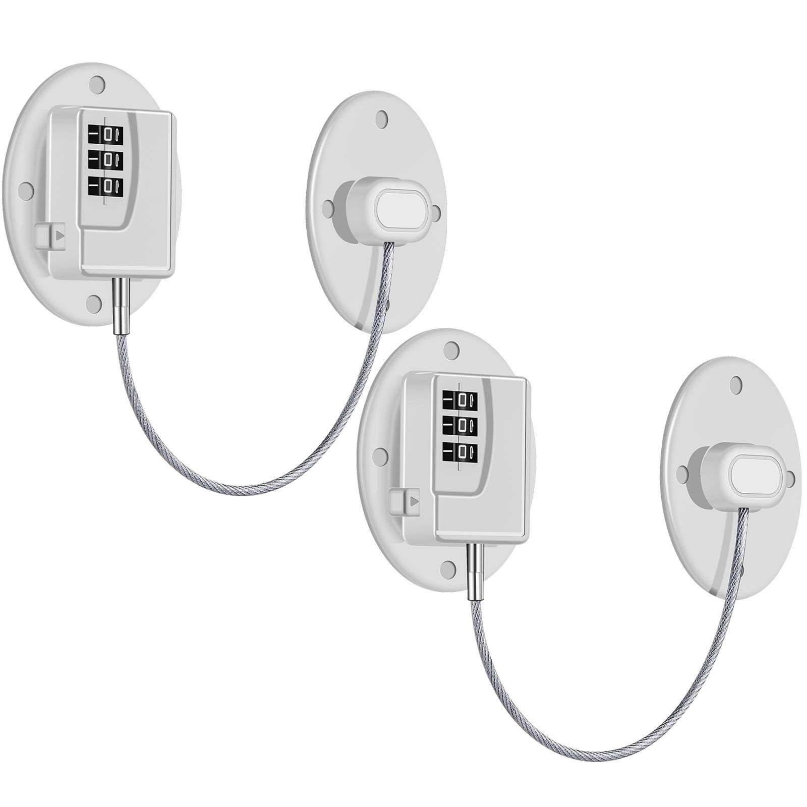 Refrigerator Lock Heavy Duty Combination Fridge Lock Child/Baby Proofing Lock for Cabinets, Closets, Drawers, Window and More, Easy Install and Use -2Pack