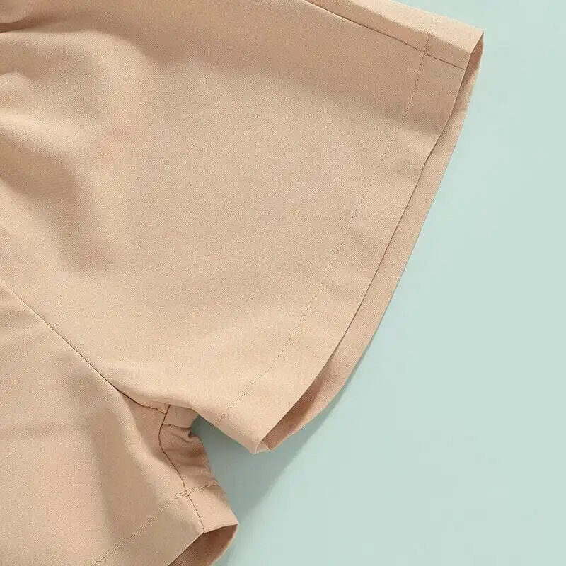 White Shirt Solid Shorts Toddler Set