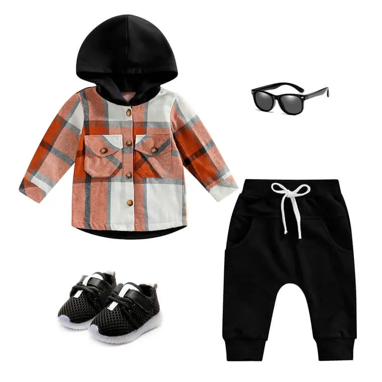 Plaid Hooded Toddler Shirt