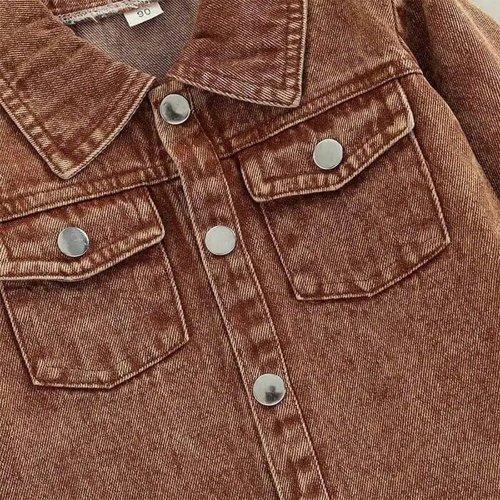 Brown Denim Toddler Shirt