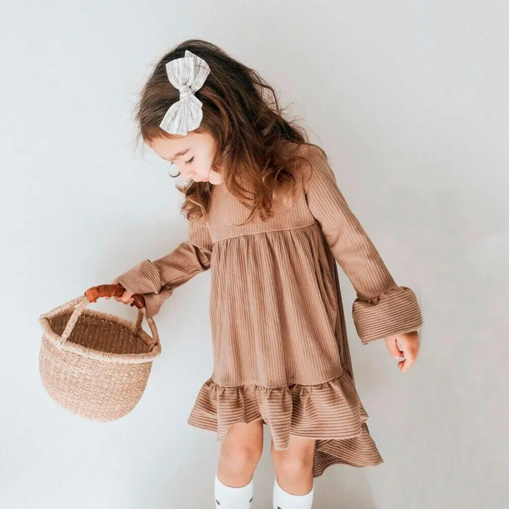 Ribbed Solid Toddler Dress