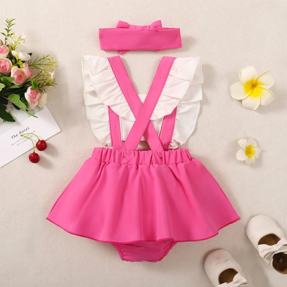 Pink Baby Romper with Headband