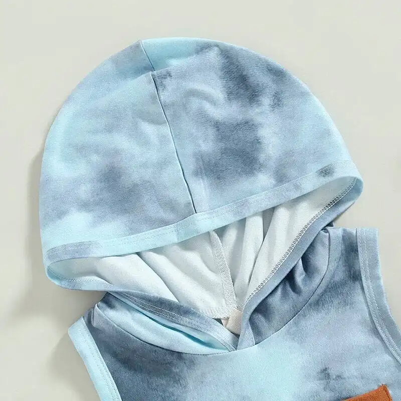Sleeveless Tie Dye Hooded Baby Set