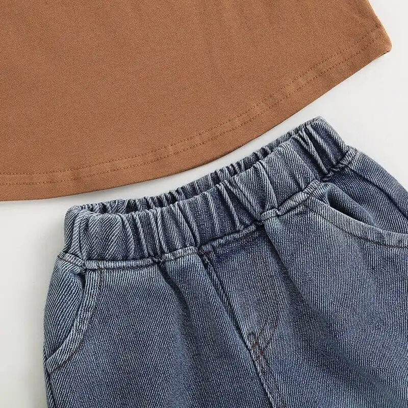 Brown Tee Jeans Toddler Set