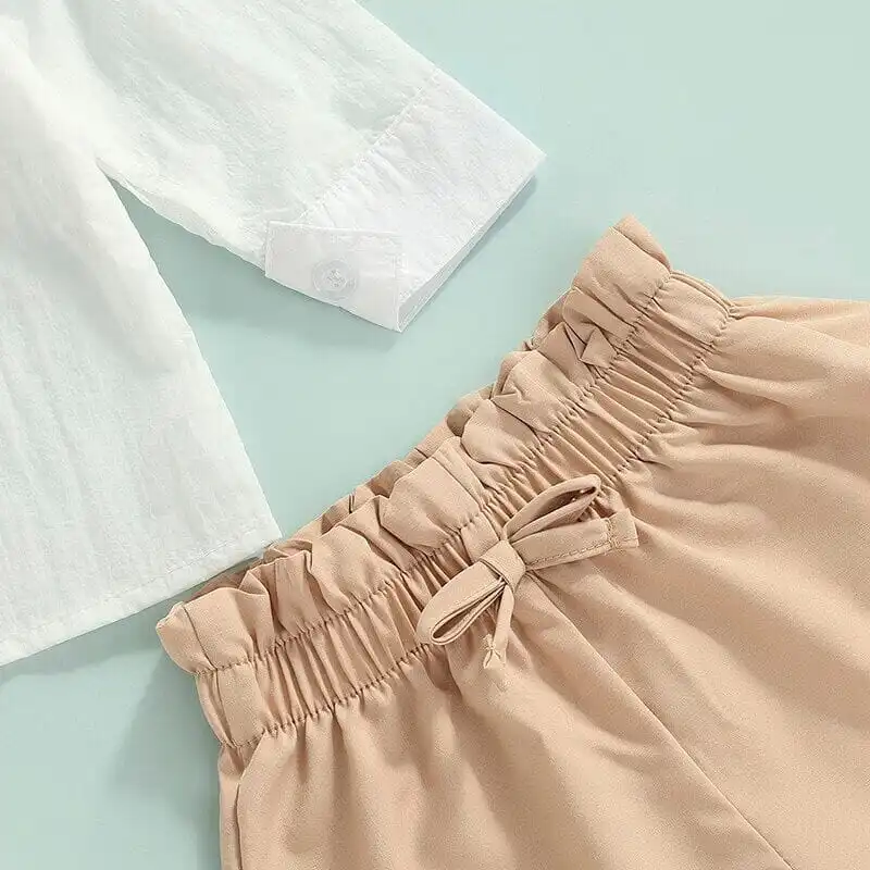 White Shirt Solid Shorts Toddler Set