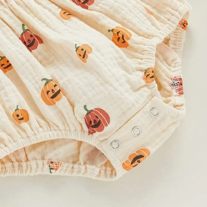Long Sleeve Ruched Halloween Baby Romper