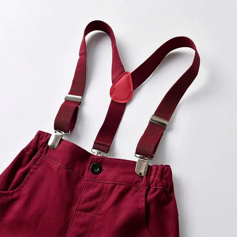 Plaid Shirt Suspender Pants Set