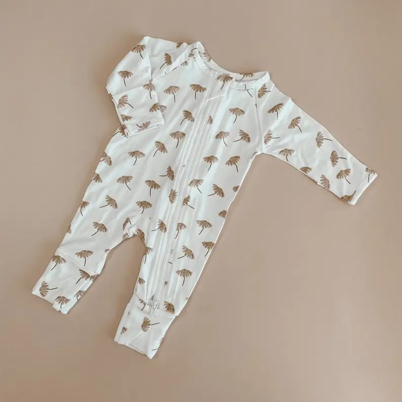 Bamboo Baby Growsuit Double Zip - Footie Romper - Zipsuit - Baby Announcement Outfit - One piece - Newborn - Long Sleeve - Winter Clothes