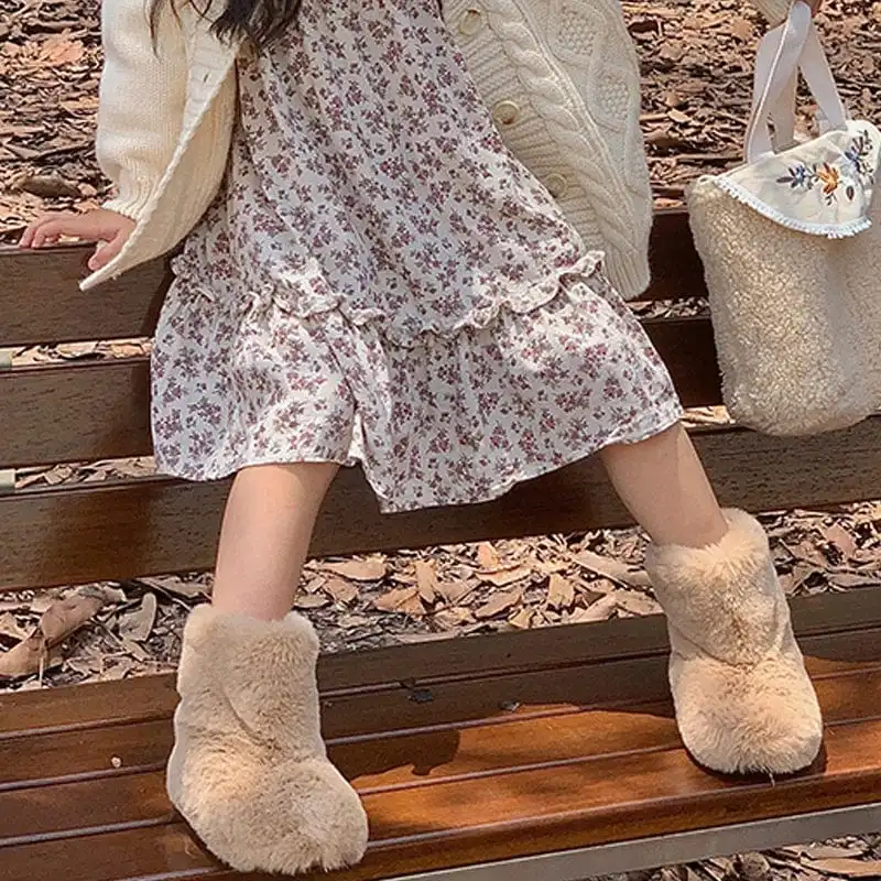 Warm Fluffy Plush Boots for Baby Girls