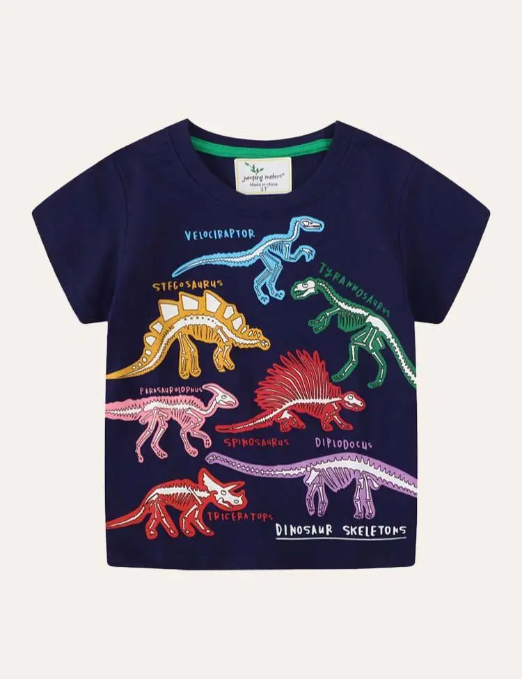 Toddler Boy Glowing Dinosaur Appliqué 100% Cotton T-shirt