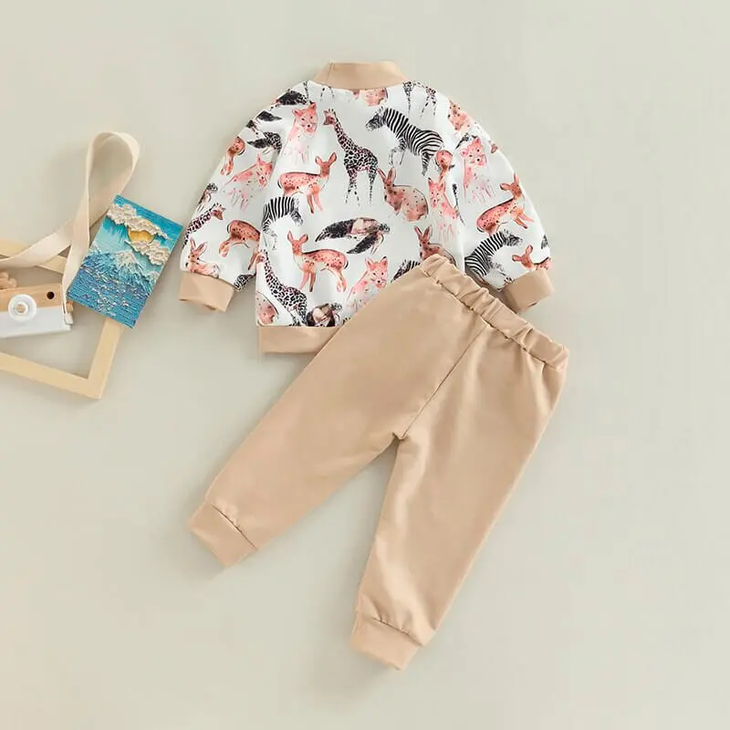 Solid Pants Animals Toddler Set