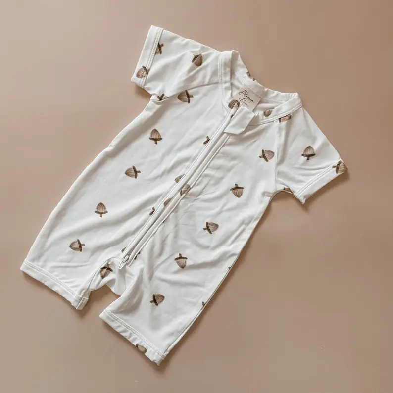 Short Sleeved Baby Zip Romper - Bamboo Romper - Zip suit - Baby Announcement Outfit - One piece - Newborn - Short Sleeve - Summer Clothes