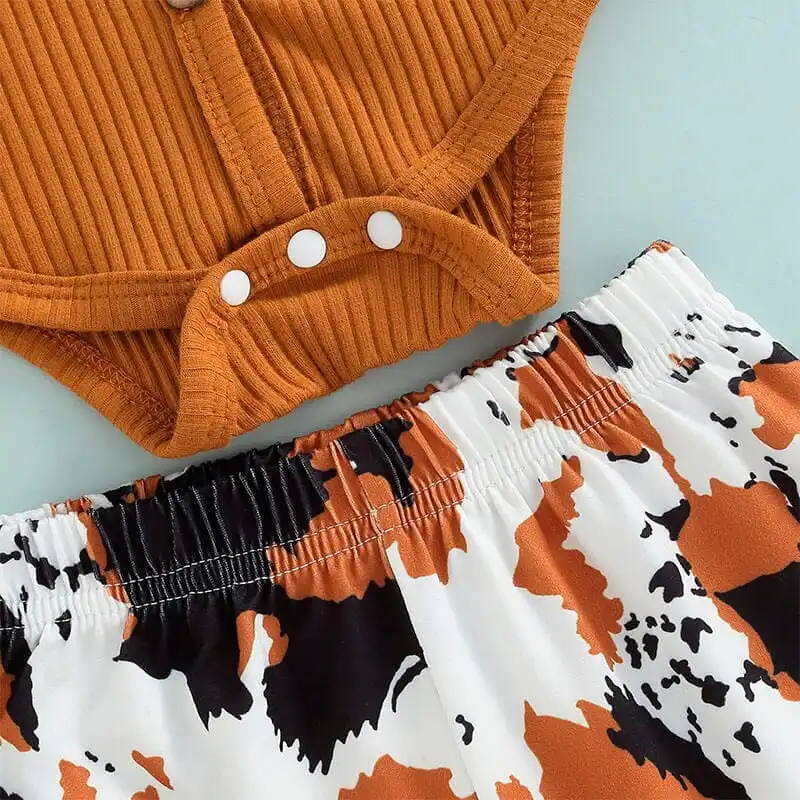 Brown Flared Cowgirl Baby Set
