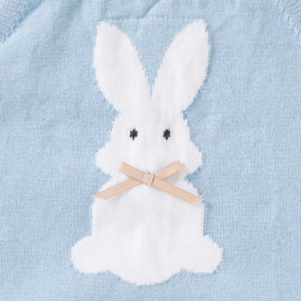 Knit Bunny Baby Overall with Bow