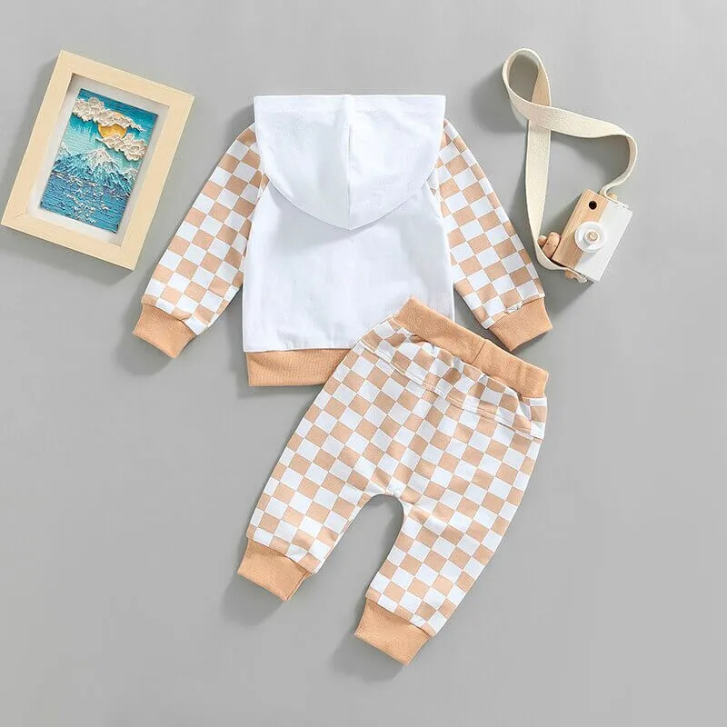 Plaid Pants Hooded Toddler Set