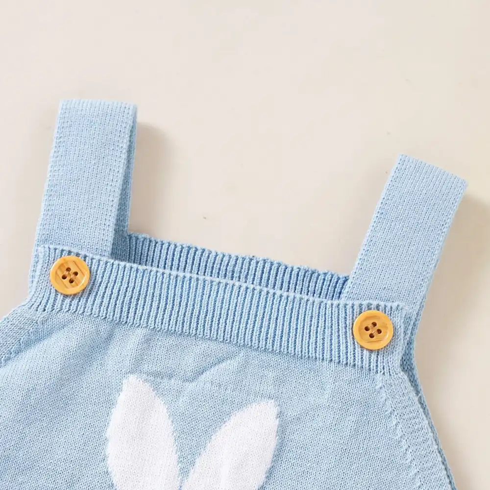 Knit Bunny Baby Overall with Bow