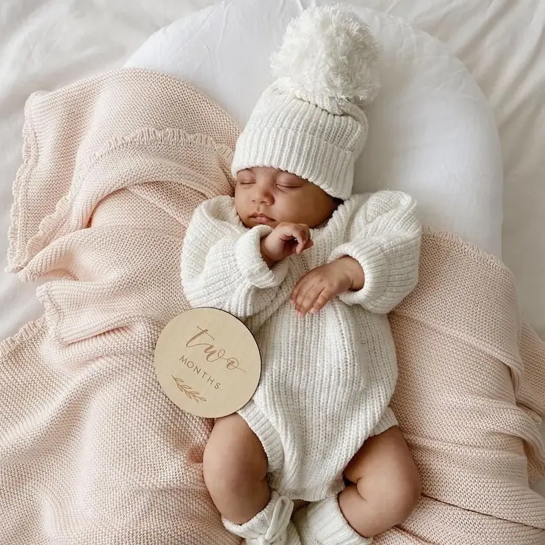 Chunky Knit Beanie - 6 colours available - NB to 12months - Baby first outfit - Photoshoot - Blue, White, Honey, Lilac, Blush and Sage