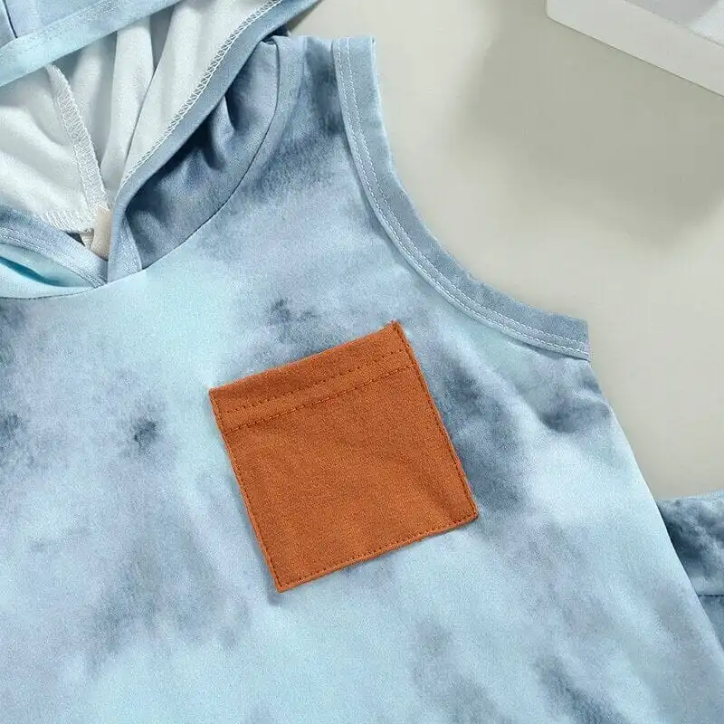 Sleeveless Tie Dye Hooded Baby Set