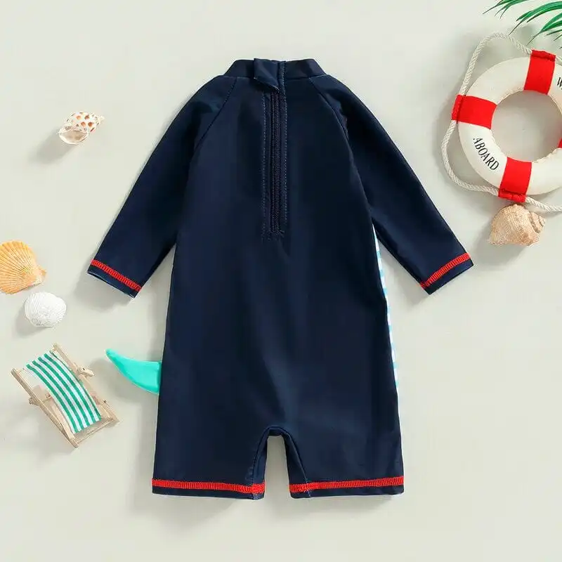 Striped Dinosaur Toddler Swimsuit
