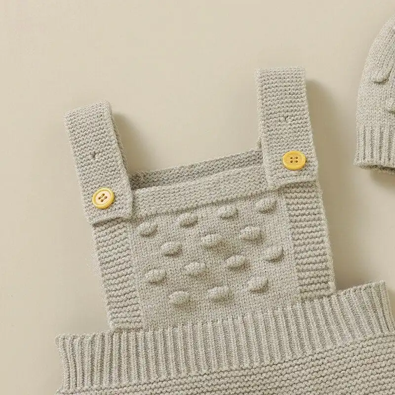Knit Jumpsuits with Beanie Set