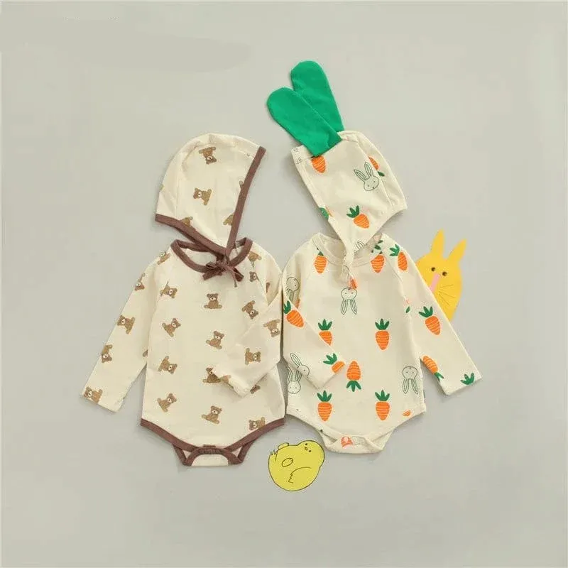 Cute Cartoon Print Baby Rompers