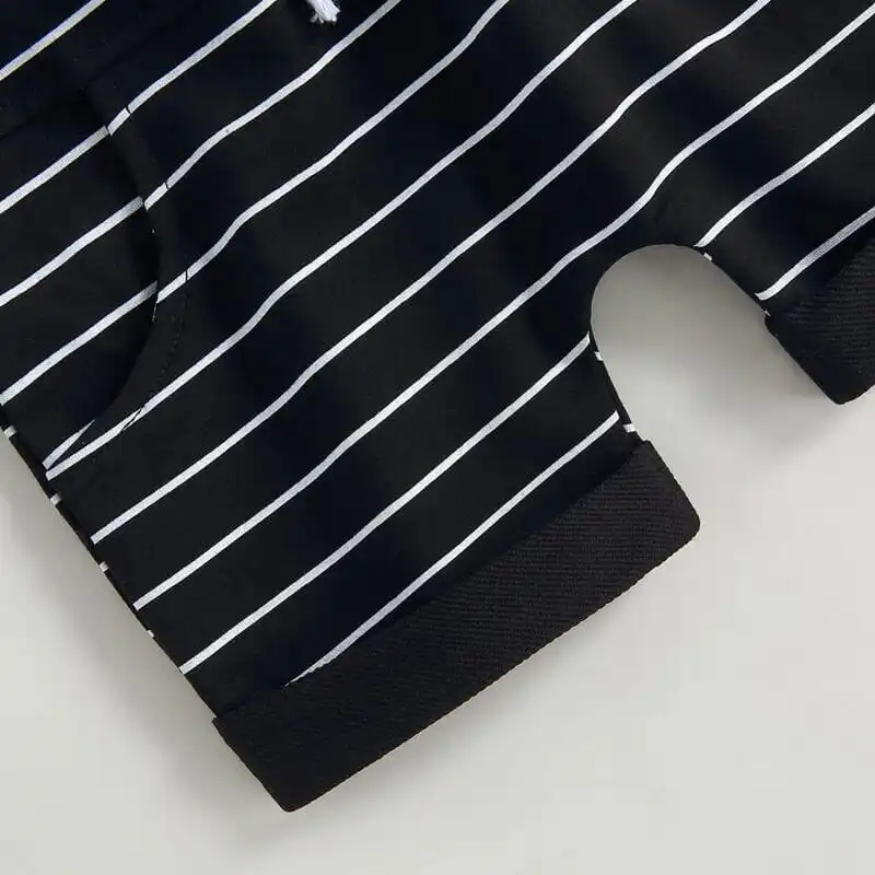 Sleeveless Striped Pocket Baby Set